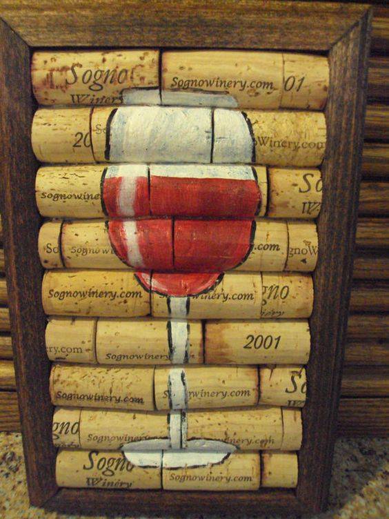 quadro de rolhas taça de vinho