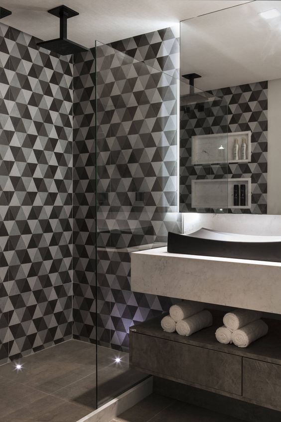 azulejos preto e branco banheiro