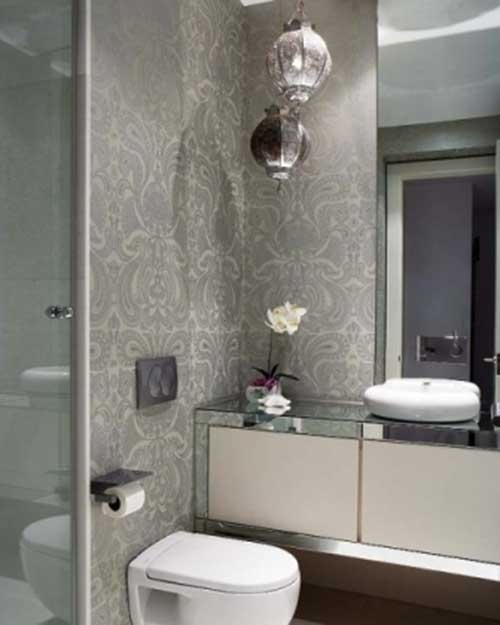 Papel de parede banheiro cinza