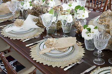 Decoração de mesa de jantar para casamento clássico