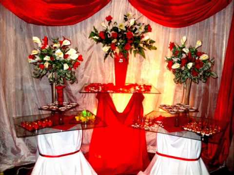 decoração de festa de casamento vermelho e branco