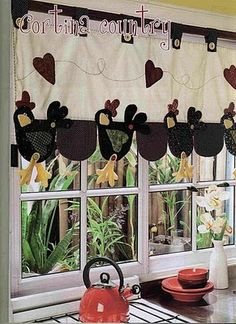 cortinas para cozinha artesanal com plantas