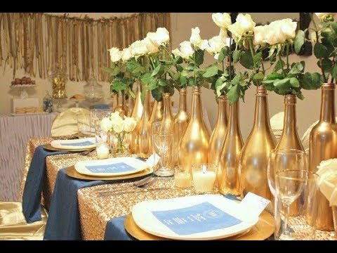 Arranjos de mesa bodas de ouro