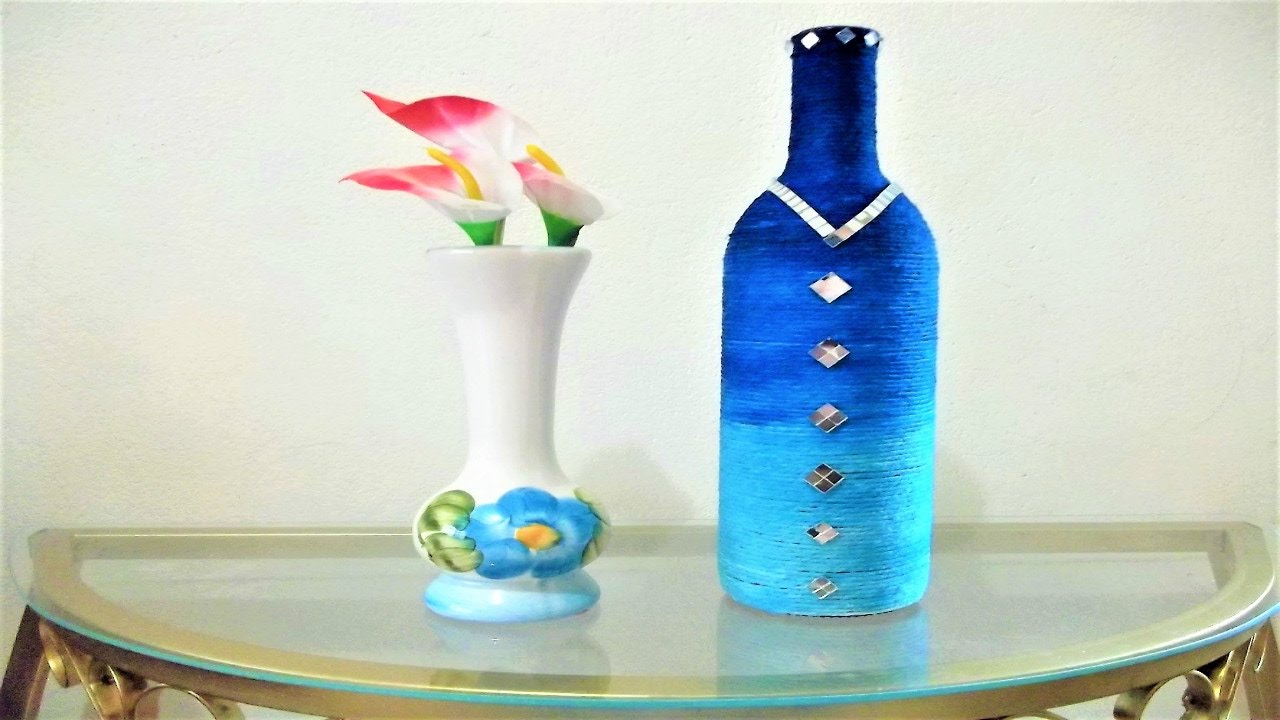 garrafas decoradas azull