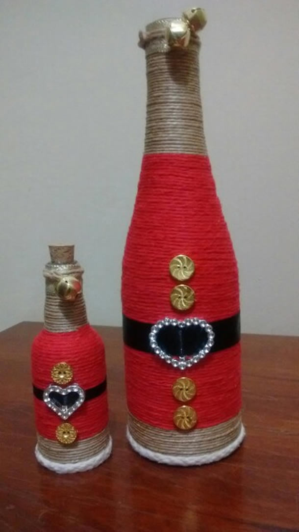 garrafas decoradas de papai noel