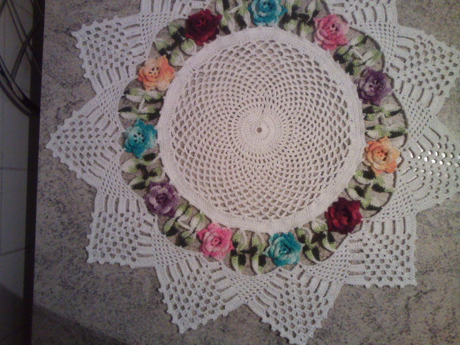 toalha de croche floral
