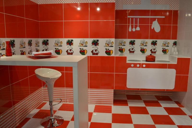 Piso em vermelho e branco na sua própria cozinha