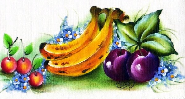 Pintura em tecido frutas