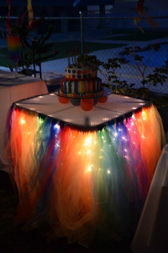 mesa para festa neon