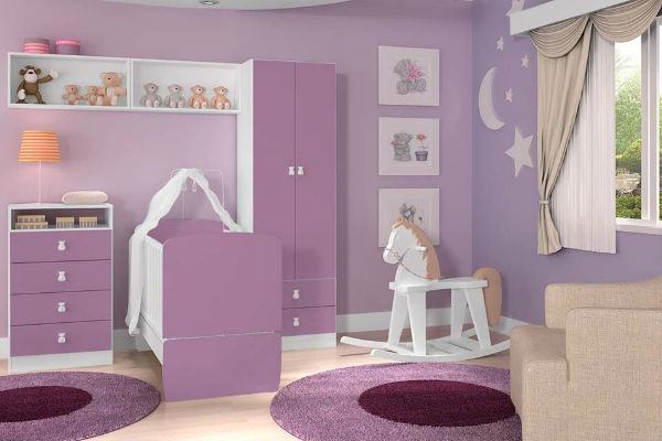 Pintura em lilás no quarto de criança