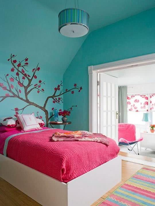 Decoração rosa e verde no seu quarto