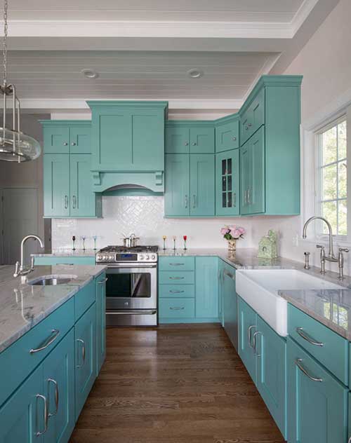 armarios da cozinha pintados em azul