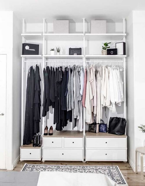 closet branco com módulos em mdf