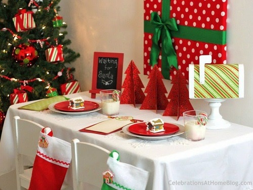 Decoração com árvore e mesa para sala no natal