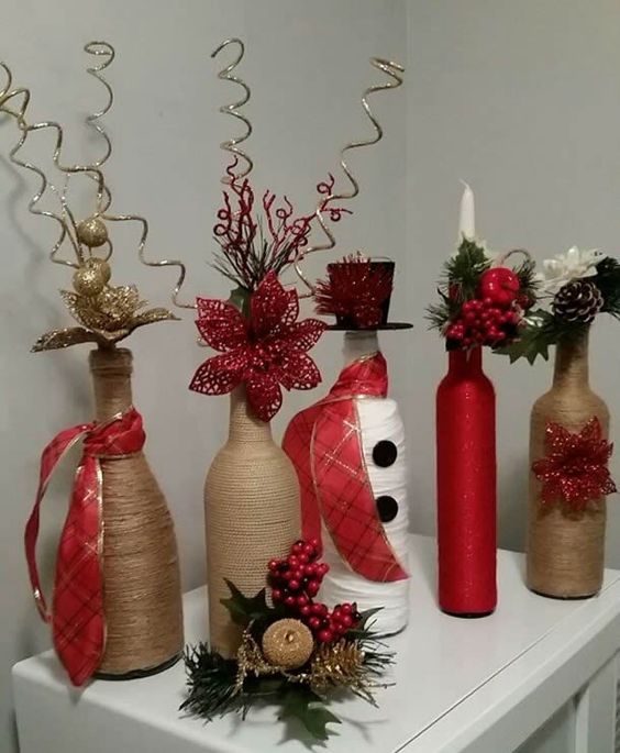 Garrafas decoradas Para o Natal - Veja 30 Opções Para Fazer em Casa