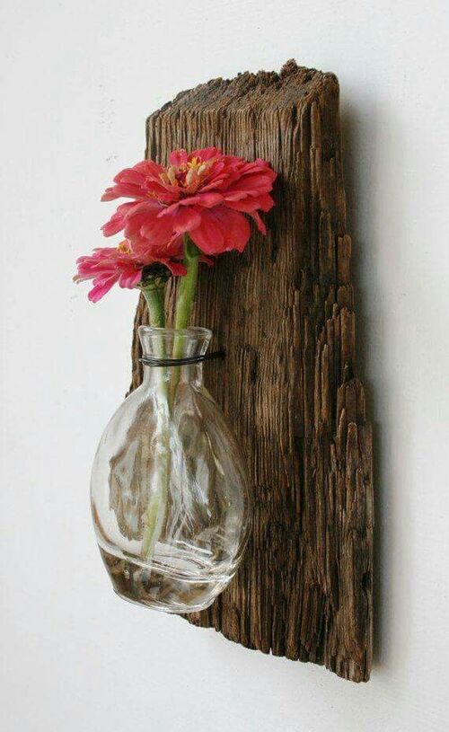 porta vasos para parede feito com madeira rustica
